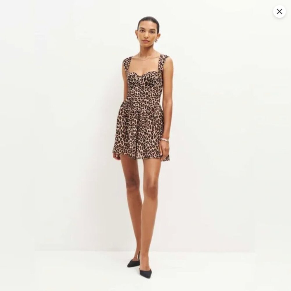 NWT Reformation Leopard  Leo Print Taiga Dress 12